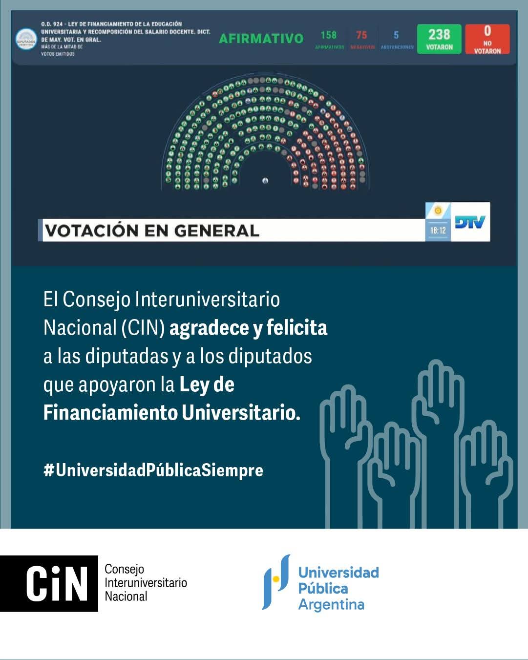 La UTN Santa Cruz celebra la media sanción de la Ley de Financiamiento